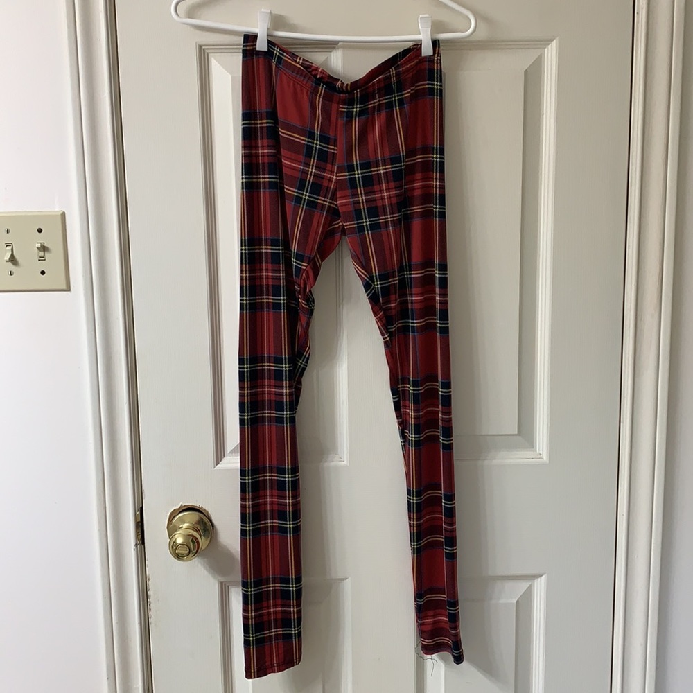 🌷3 for $25🌷See You Monday, US S, Red Black Yellow Blue & White Plaid Leggings